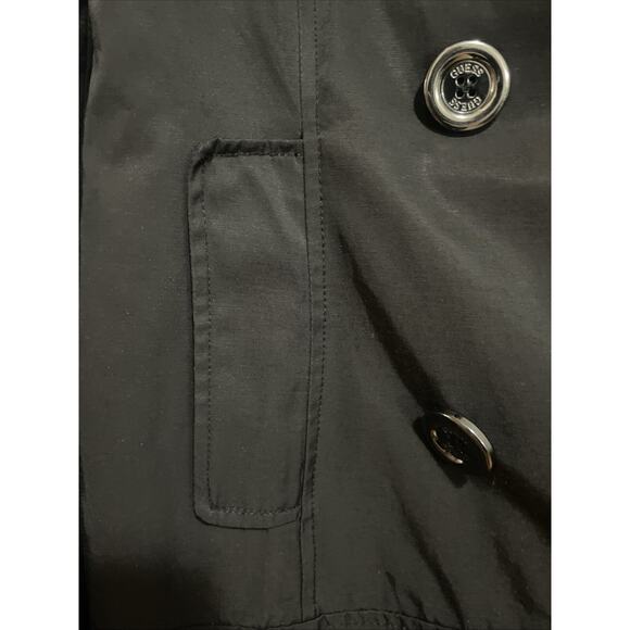 GUESS Black Mid Length Jacket Size Small Button Pockets Stylish - Picture 4 of 9